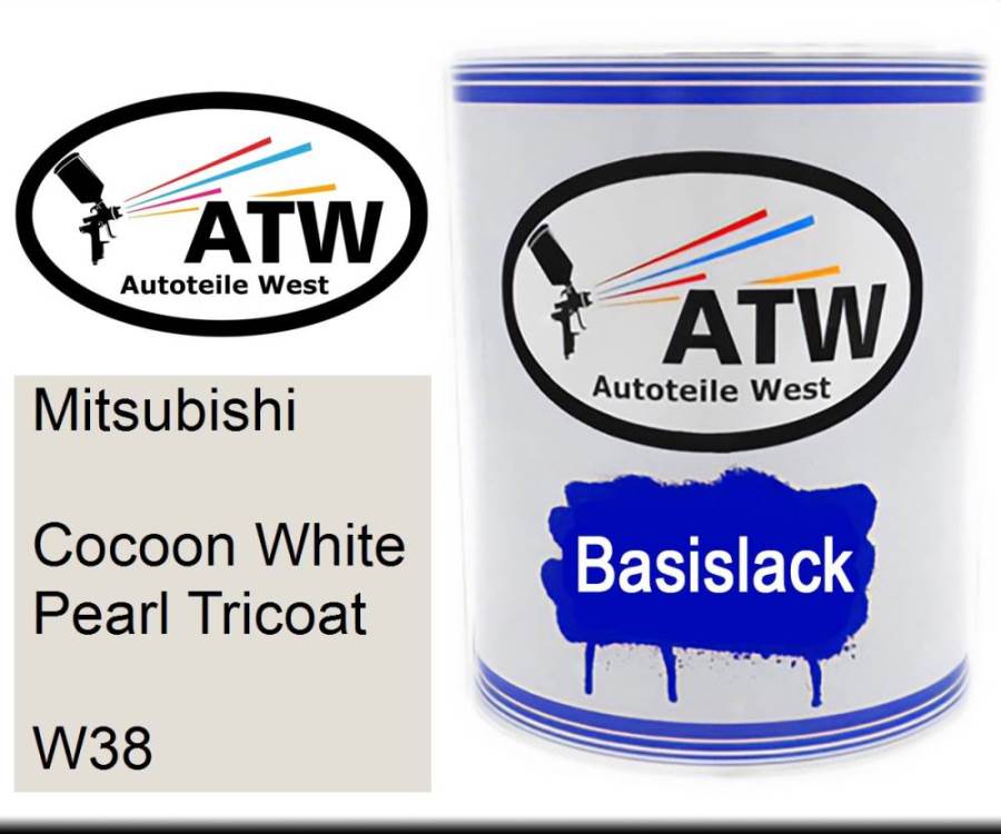 Mitsubishi, Cocoon White Pearl Tricoat, W38: 1L Lackdose, von ATW Autoteile West.